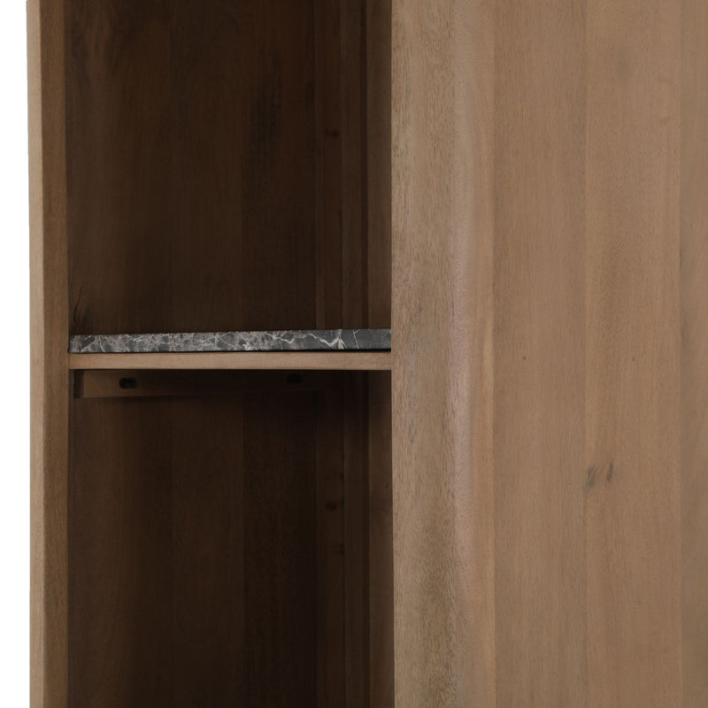 Boekenkast Dallas | Mangohout | 1 deur | 2 vakken | Naturel 55 cm
