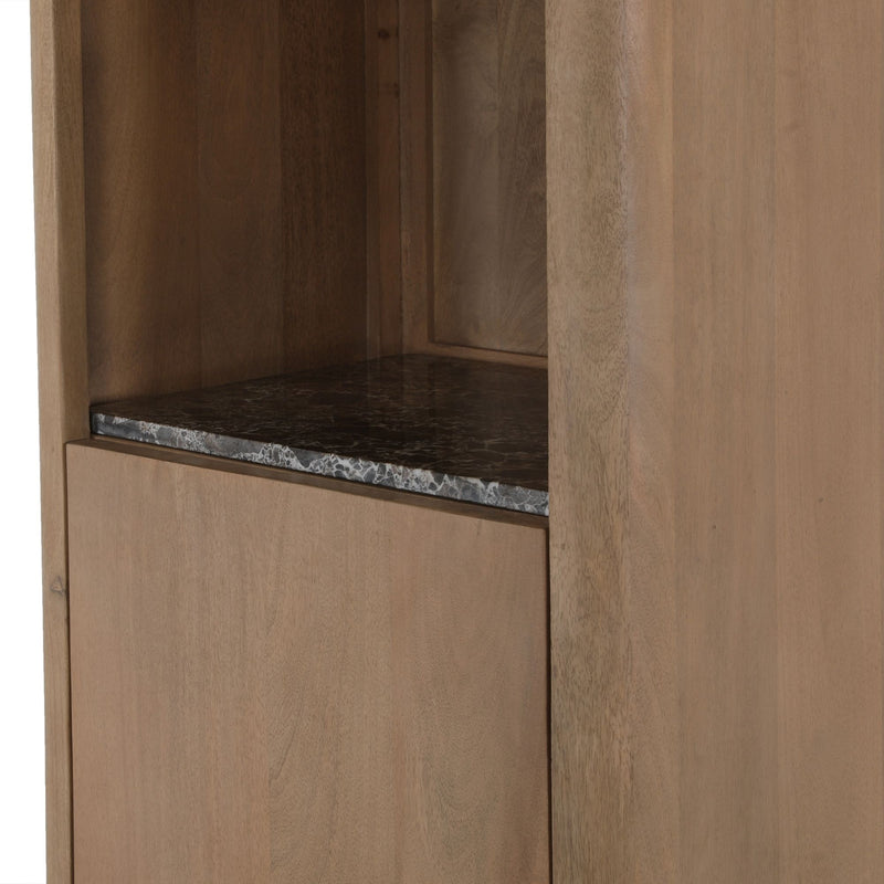 Boekenkast Dallas | Mangohout | 1 deur | 2 vakken | Naturel 55 cm
