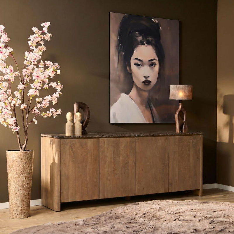 Dressoir Dallas | Mangohout | 4 deuren | Naturel 210 cm