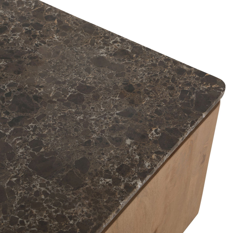 Vierkante Dallas | Mangohout | 1 lade | Salontafel Naturel 80 cm
