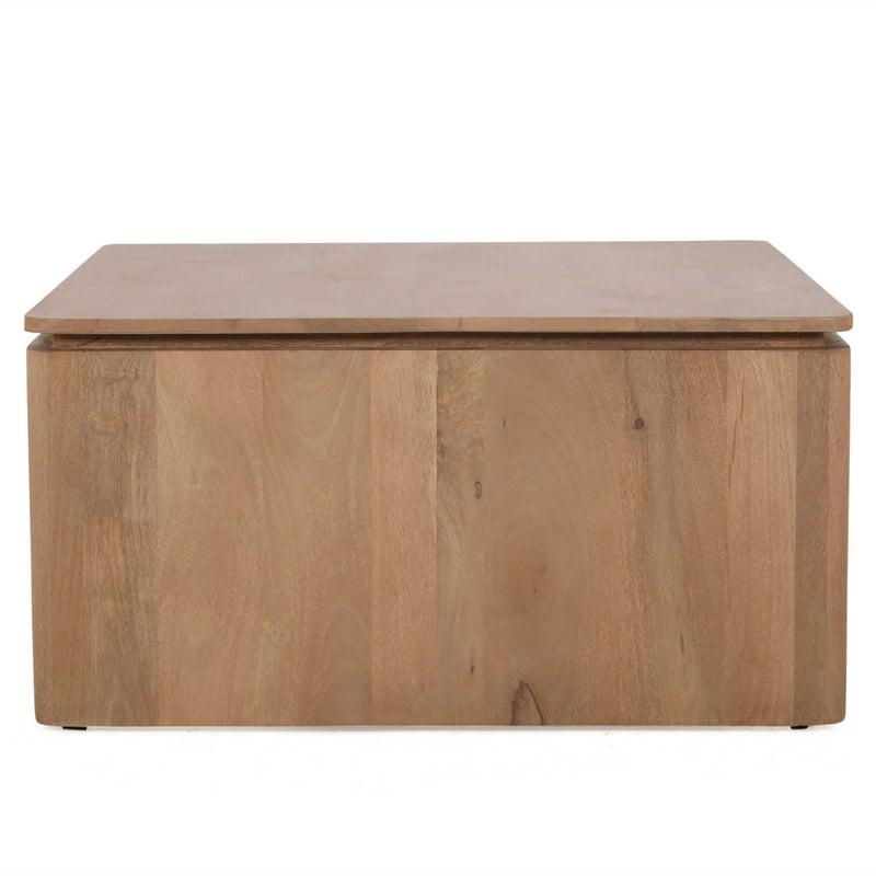 Vierkante Dallas | Mangohout | 1 lade | Salontafel Naturel 80 cm