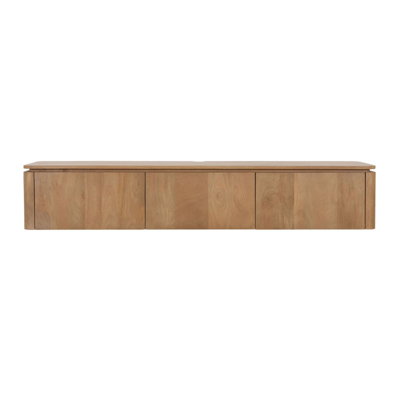 Zwevend tv meubel Dallas | Mangohout | 3 deuren | Naturel 165 cm