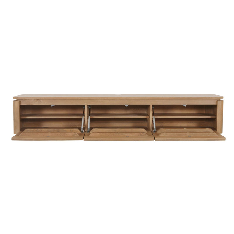 Zwevend tv meubel Dallas | Mangohout | 3 deuren | Naturel 165 cm