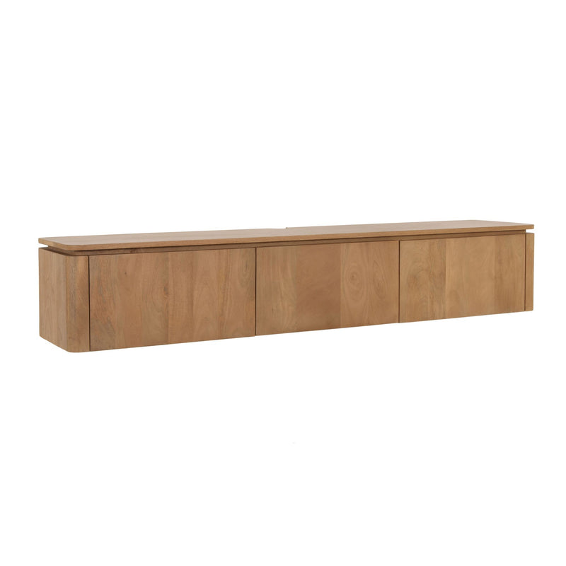 Zwevend tv meubel Dallas | Mangohout | 3 deuren | Naturel 165 cm