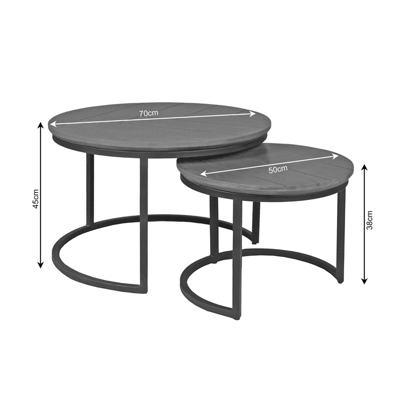Salontafel Otik | Brown Oak 70 cm Set van 2