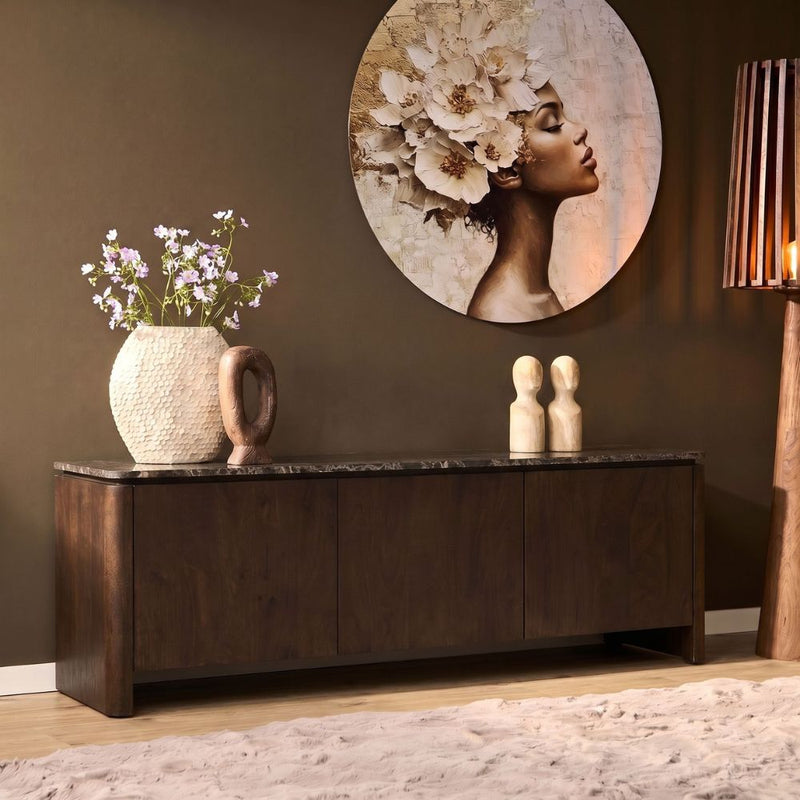 Tv meubel Dallas | Mangohout | Bruin 165 cm