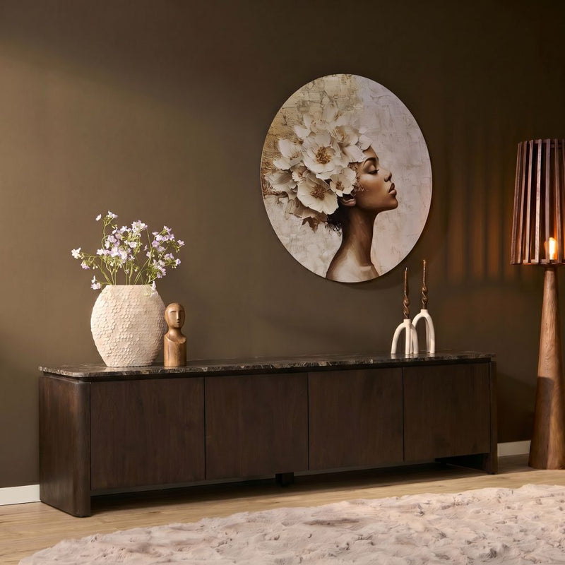 Tv meubel Dallas Bruin | Mangohout | 210 cm