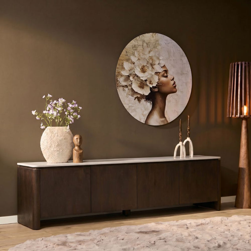 Tv meubel Dallas Bruin | Mangohout | 210 cm
