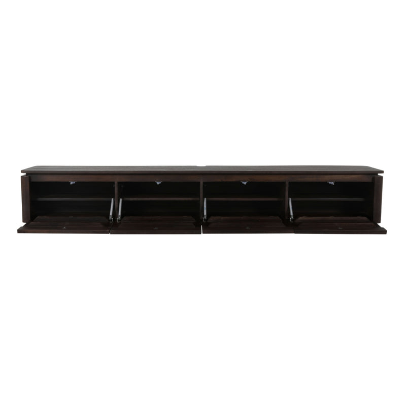Zwevend tv meubel Dallas Bruin | Mangohout | 4 deuren | 210 cm