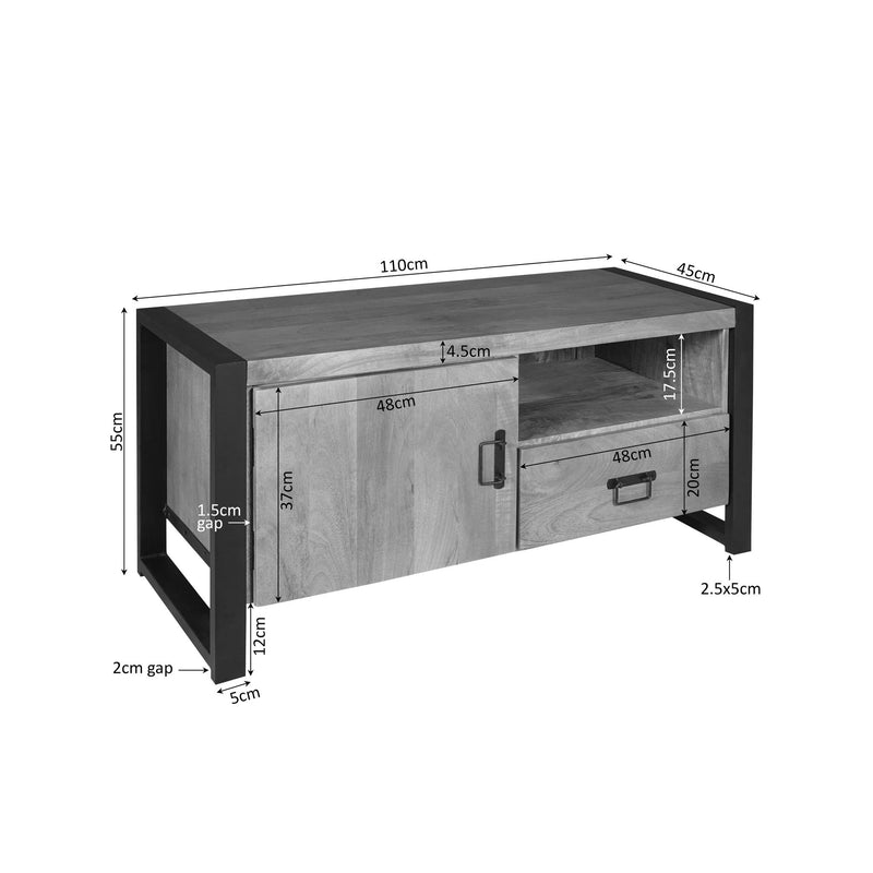 Tv meubel Britt | 110 cm met deur en open vak