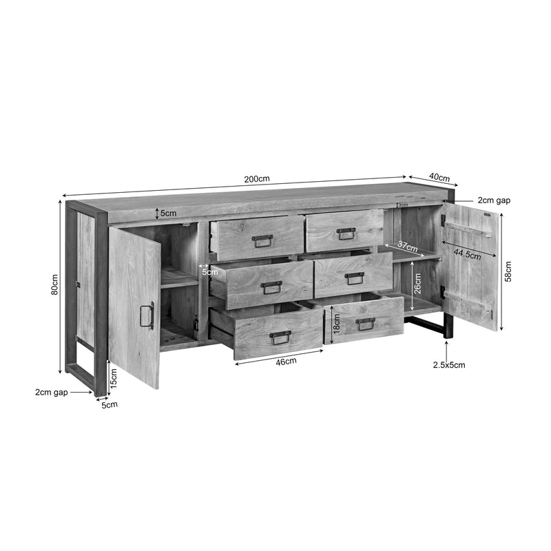 Dressoir Britt | 6 lades | 200 cm