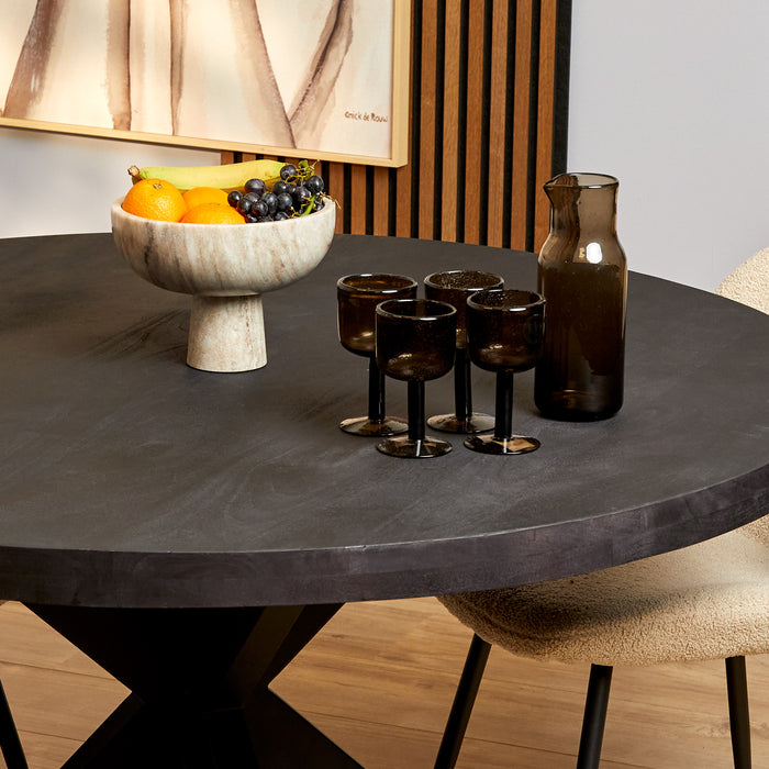 Eettafel Sydney Black | Mangohout | Rond | Matrixpoot