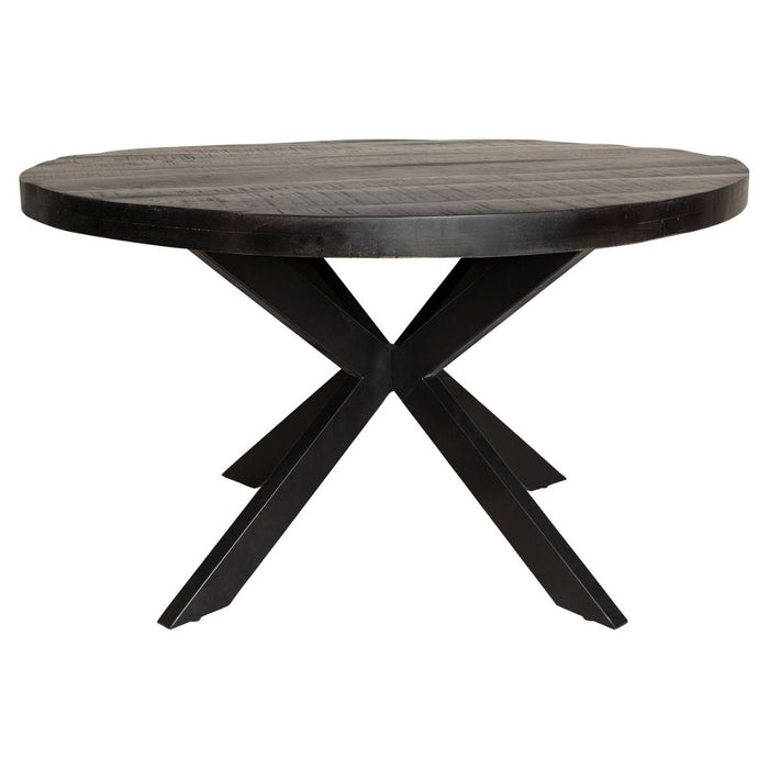 Eettafel Sydney Black | Mangohout | Rond | Matrixpoot | 140cm