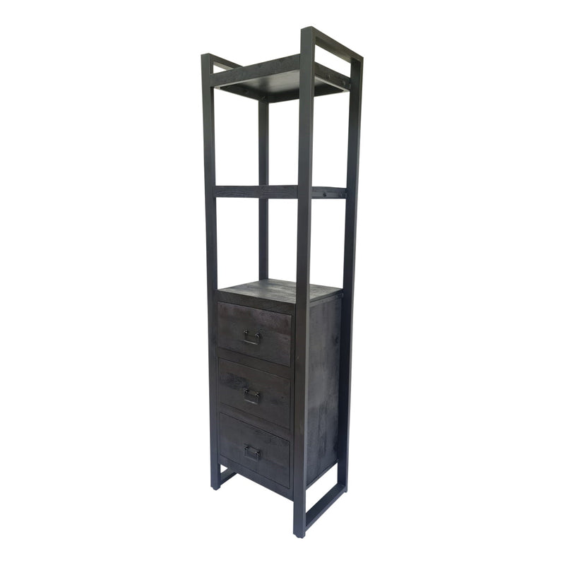 Boekenkast Boaz Black | 3 lades | 55 cm