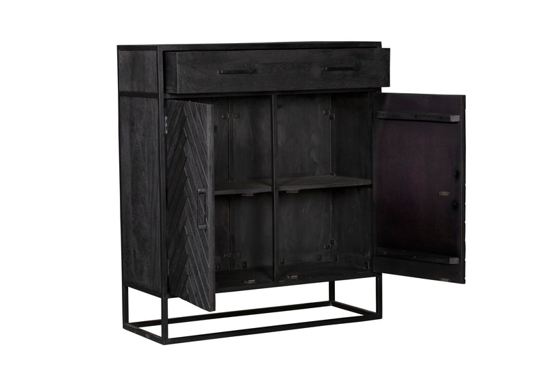 Kabinet New York | Mangohout | Zwart | 2 deuren | 1 lade | 100 x 115 cm