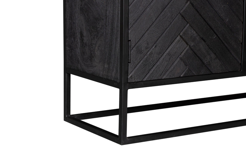 Kabinet New York | Mangohout | Zwart | 2 deuren | 1 lade | 100 x 115 cm