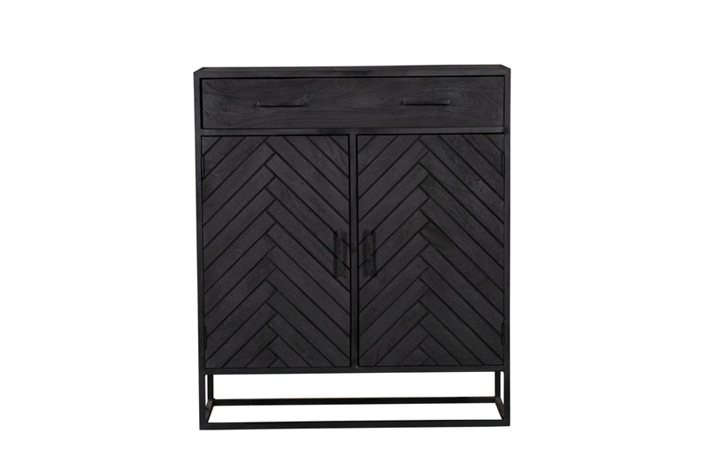 Kabinet New York | Mangohout | Zwart | 2 deuren | 1 lade | 100 x 115 cm