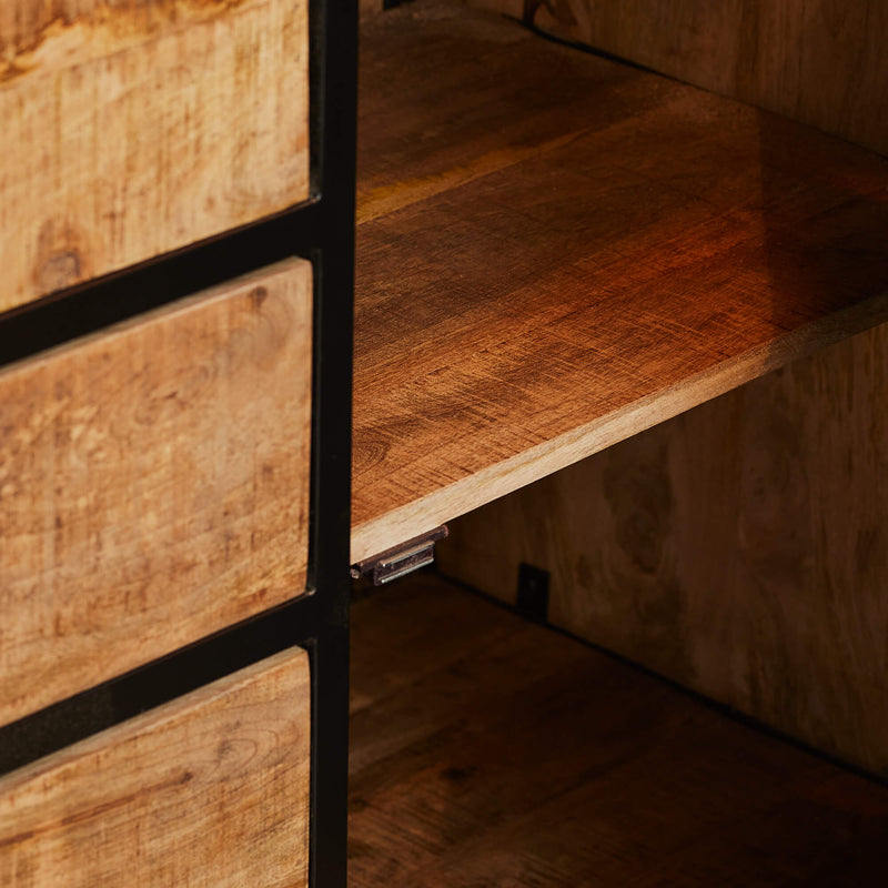 Dressoir Arlington | Mangohout | Zwart | 2 deuren | 4 laden | 165 x 85 cm