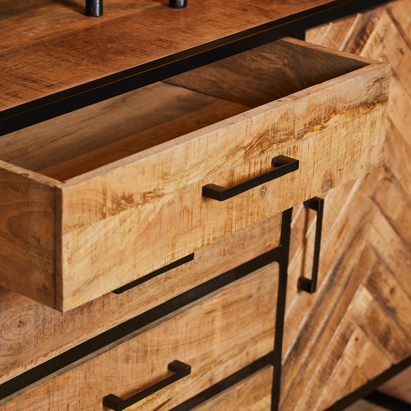 Dressoir Arlington | Mangohout | Zwart | 2 deuren | 4 laden | 165 x 85 cm