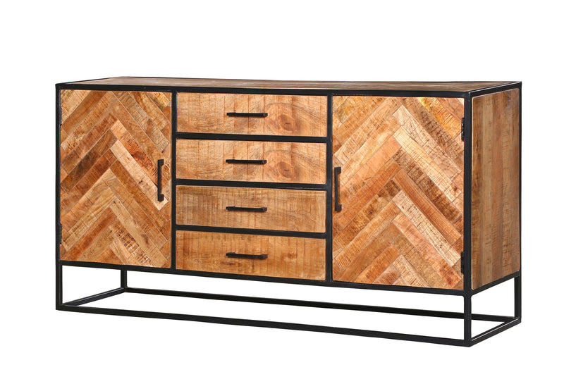 Dressoir Arlington | Mangohout | Zwart | 2 deuren | 4 laden | 165 x 85 cm