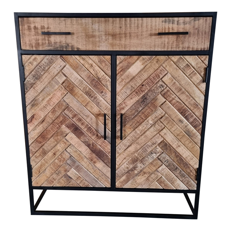 Kabinet kast Arlington | Mangohout | Zwart | 2 deuren | 1 lade | 100 x 115 cm | 100 cm