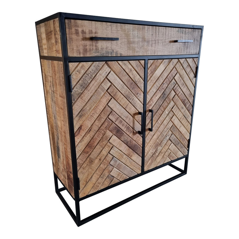 Kabinet kast Arlington | Mangohout | Zwart | 2 deuren | 1 lade | 100 x 115 cm | 100 cm