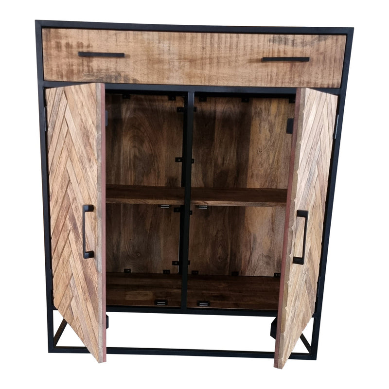 Kabinet kast Arlington | Mangohout | Zwart | 2 deuren | 1 lade | 100 x 115 cm | 100 cm
