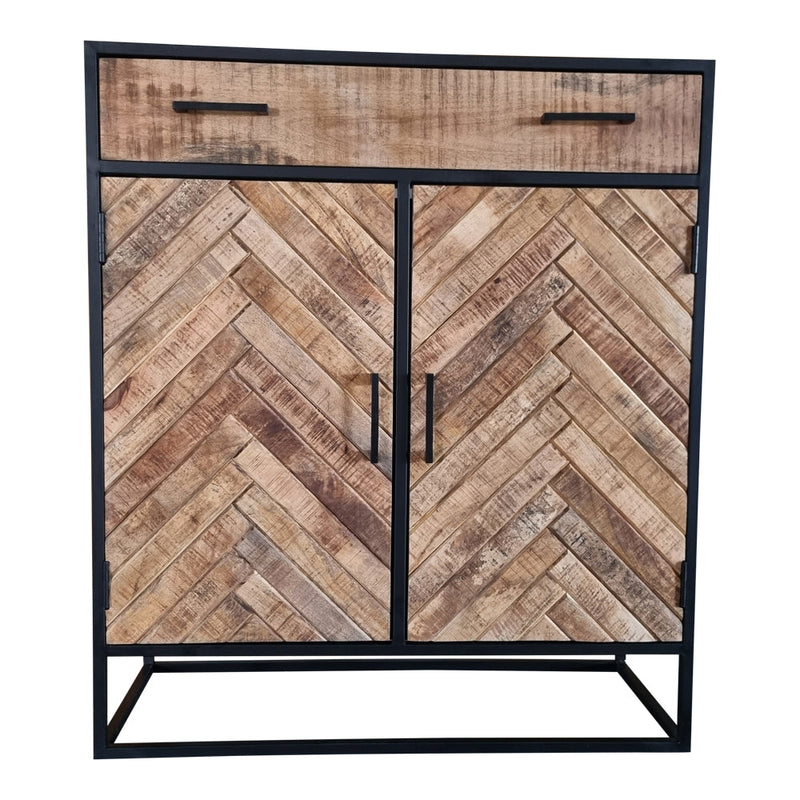 Kabinet kast Arlington | Mangohout | Zwart | 2 deuren | 1 lade | 100 x 115 cm | 100 cm