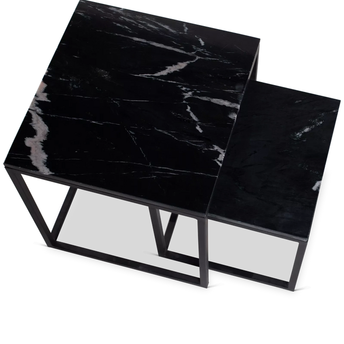 Salontafel Daan Black marable | 50 cm | Set van 2