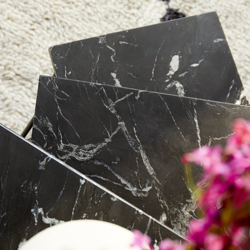Salontafel Jala Black marble | 50x45/33x30/30x21 | Vierkant
