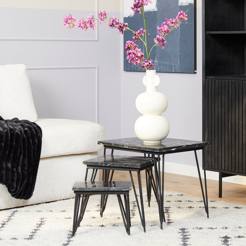 Salontafel Jala Black marble | 50x45/33x30/30x21 | Vierkant