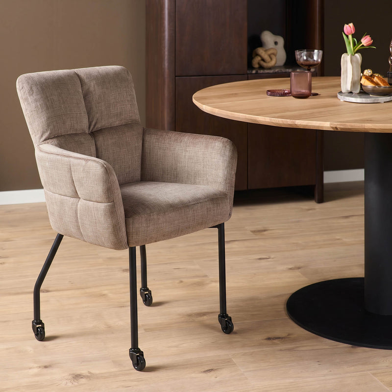 Eetkamerstoel Dave | Taupe | met armleuning