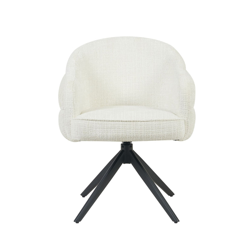 Eetkamerstoel Bella | Off White | Poot Black | Met armleuning