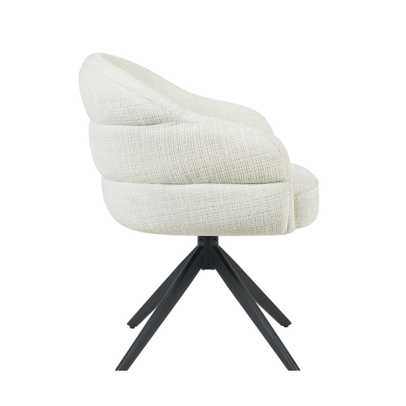 Eetkamerstoel Bella | Off White | Poot Black | Met armleuning