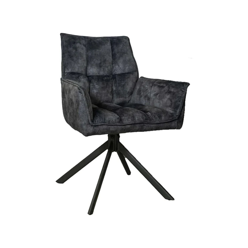 Eetkamerstoel Melton Velvet | Antraciet | Met armleuning