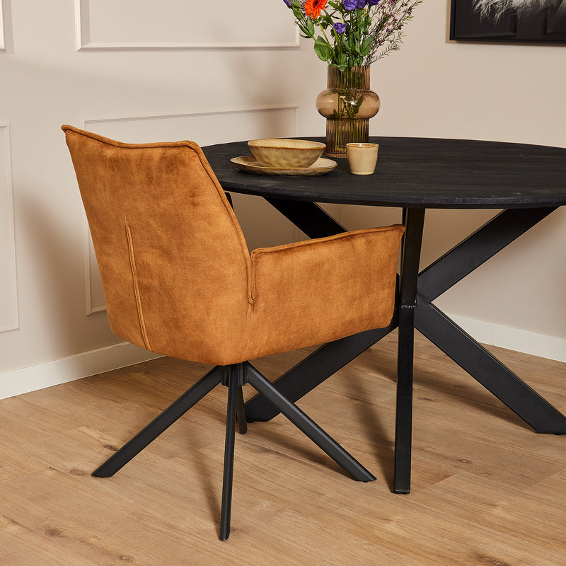 Eetkamerstoel Melton Velvet | Gold | Met armleuning