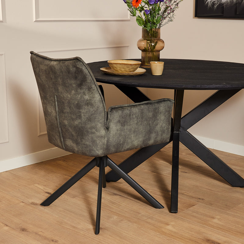 Eetkamerstoel Melton Velvet | Green | Met armleuning