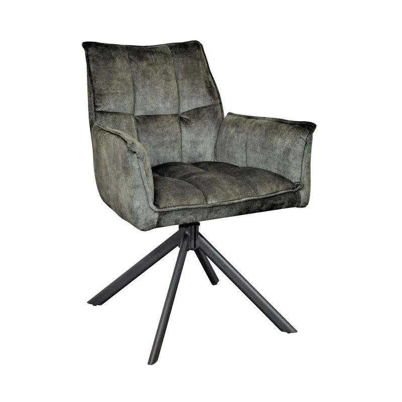 Eetkamerstoel Melton Velvet | Green | Met armleuning