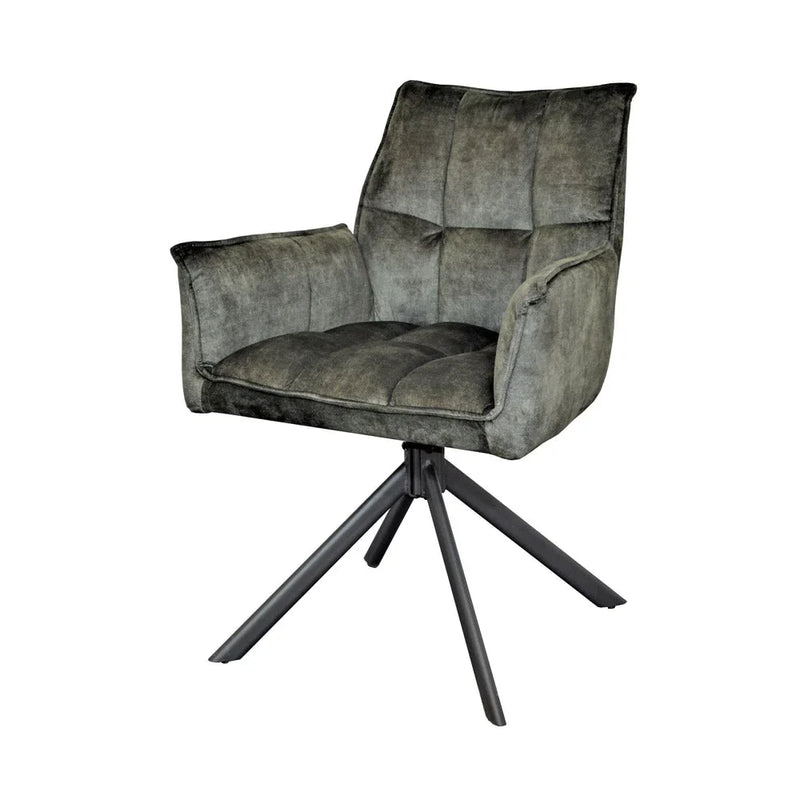 Eetkamerstoel Melton Velvet | Green | Met armleuning