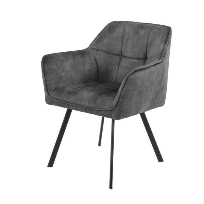 Eetkamerstoel Emma Velvet | Dark Grey | Met armleuning