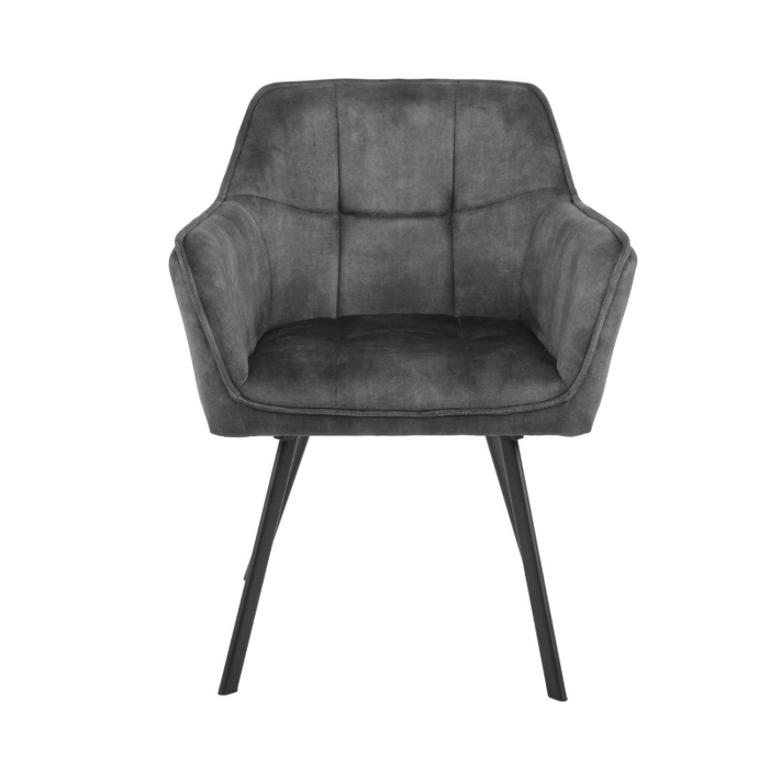 Eetkamerstoel Emma Velvet | Dark Grey | Met armleuning