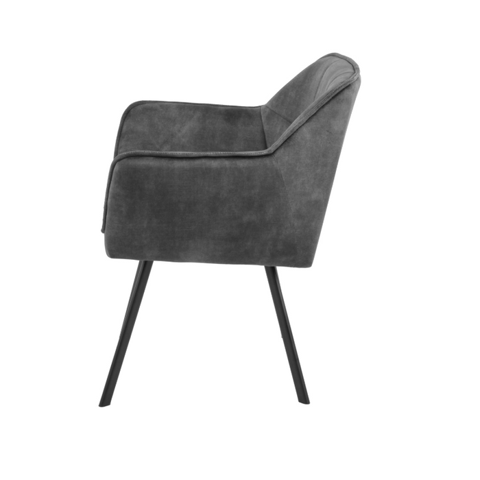 Eetkamerstoel Emma Velvet | Dark Grey | Met armleuning