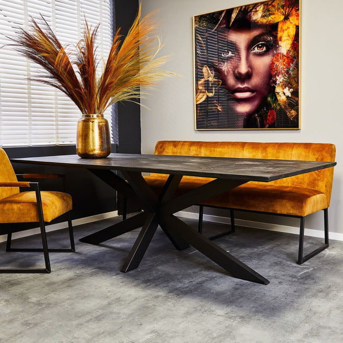 Eetkamertafel New York | Rechthoek | Mangohout | Zwart | 180 cm