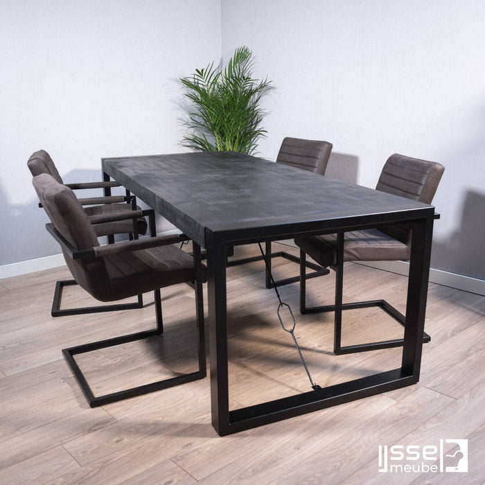 Eettafel Barkley Black | Mangohout | Rechthoek | U-poot