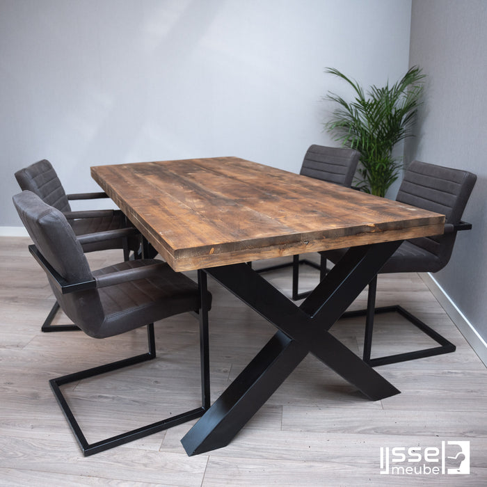 Eettafel Heavy Bay Donker | Vurenhout | Rechthoek | X-poot