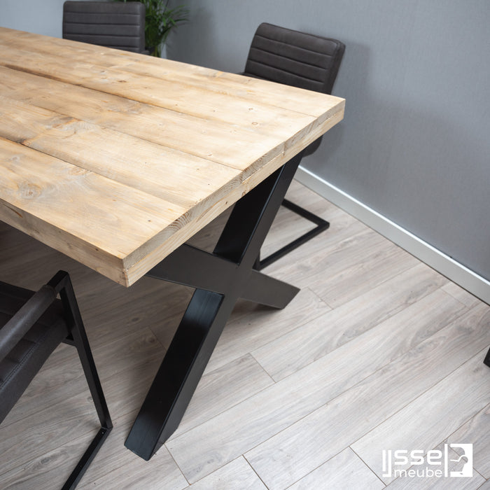 Eettafel Heavy Bay Licht | Vurenhout | Rechthoek | X-poot