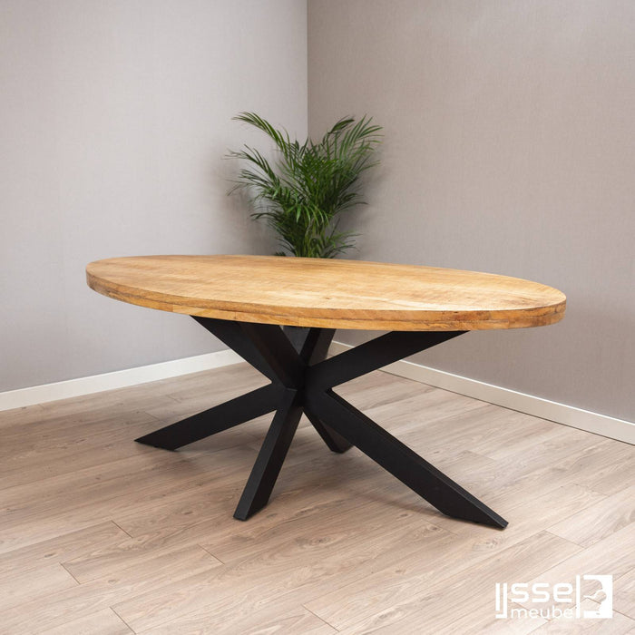 Eettafel Gladstone | Mangohout | Ovaal | Matrixpoot