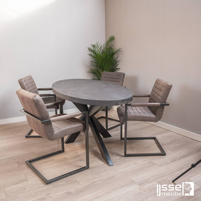 Eettafel Gladstone Black | Mangohout | Ovaal | Matrixpoot