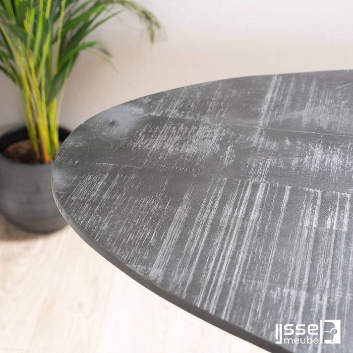 Eettafel Rockingham Black | Mangohout | Ovaal | Matrixpoot