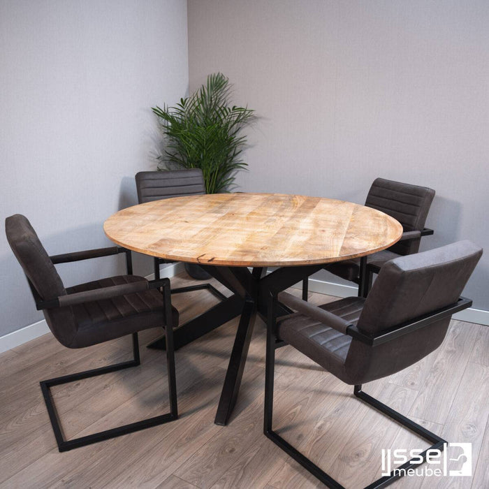 Eettafel Wilton | Mangohout | Rond | Matrixpoot